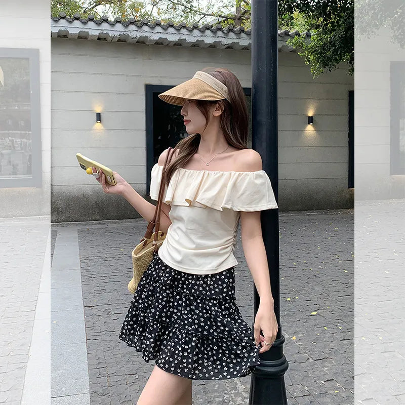 Solid Cream Elegant Boat Neck Fitted Casual Blouse
