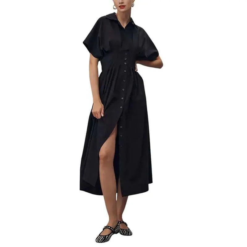 Button Front Shirt Midi Dress