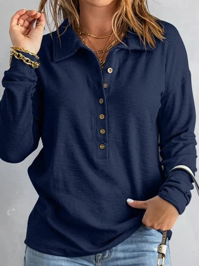 Waffle Knit Henley Top