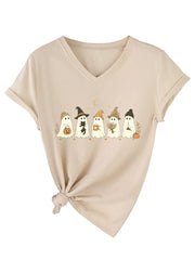 Cute Fall Ghosts Halloween V‑Neck T‑Shirt