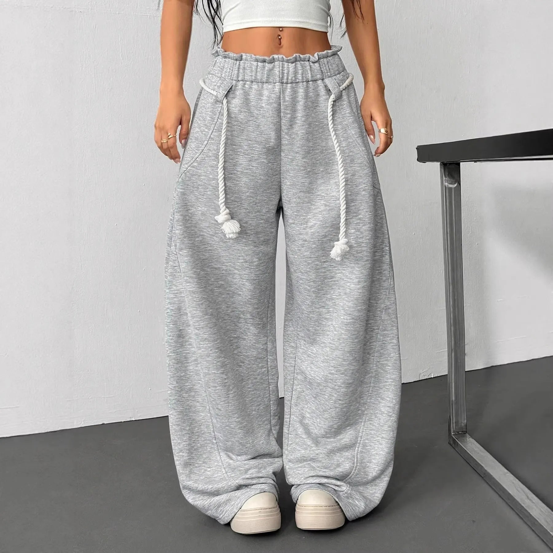High Waist Loose Wide Leg Sweatpants Streetwear Casual Trousers