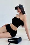 Casual Strapless Strappy Top Shorts Set Two Piece