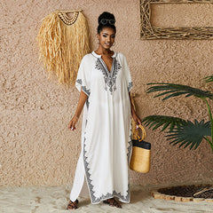 Embroidered Kaftan Maxi Dress