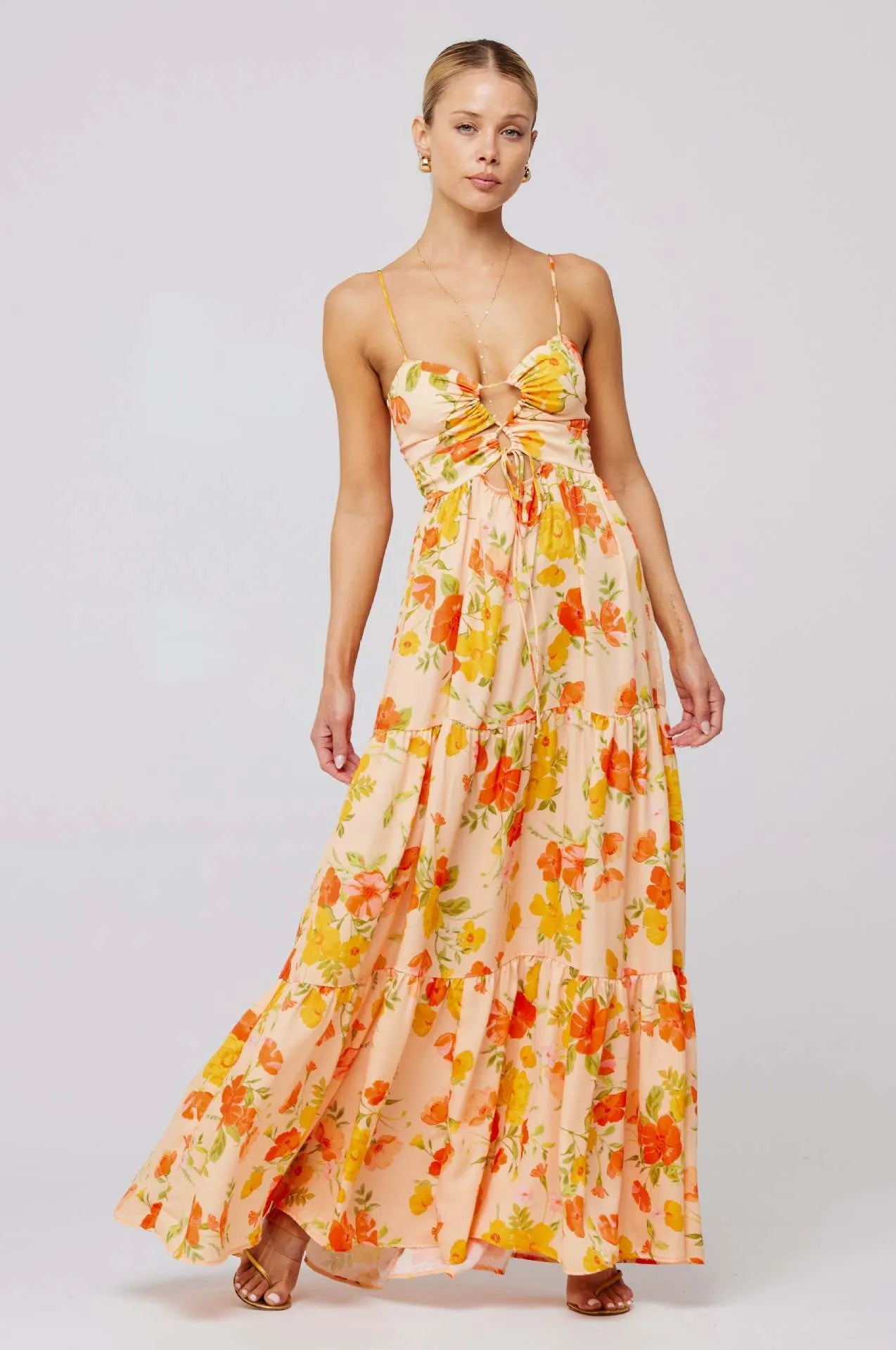 Floral Print Spaghetti Strap Maxi Dress