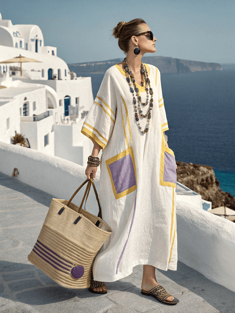 Striped Caftan Maxi Dress