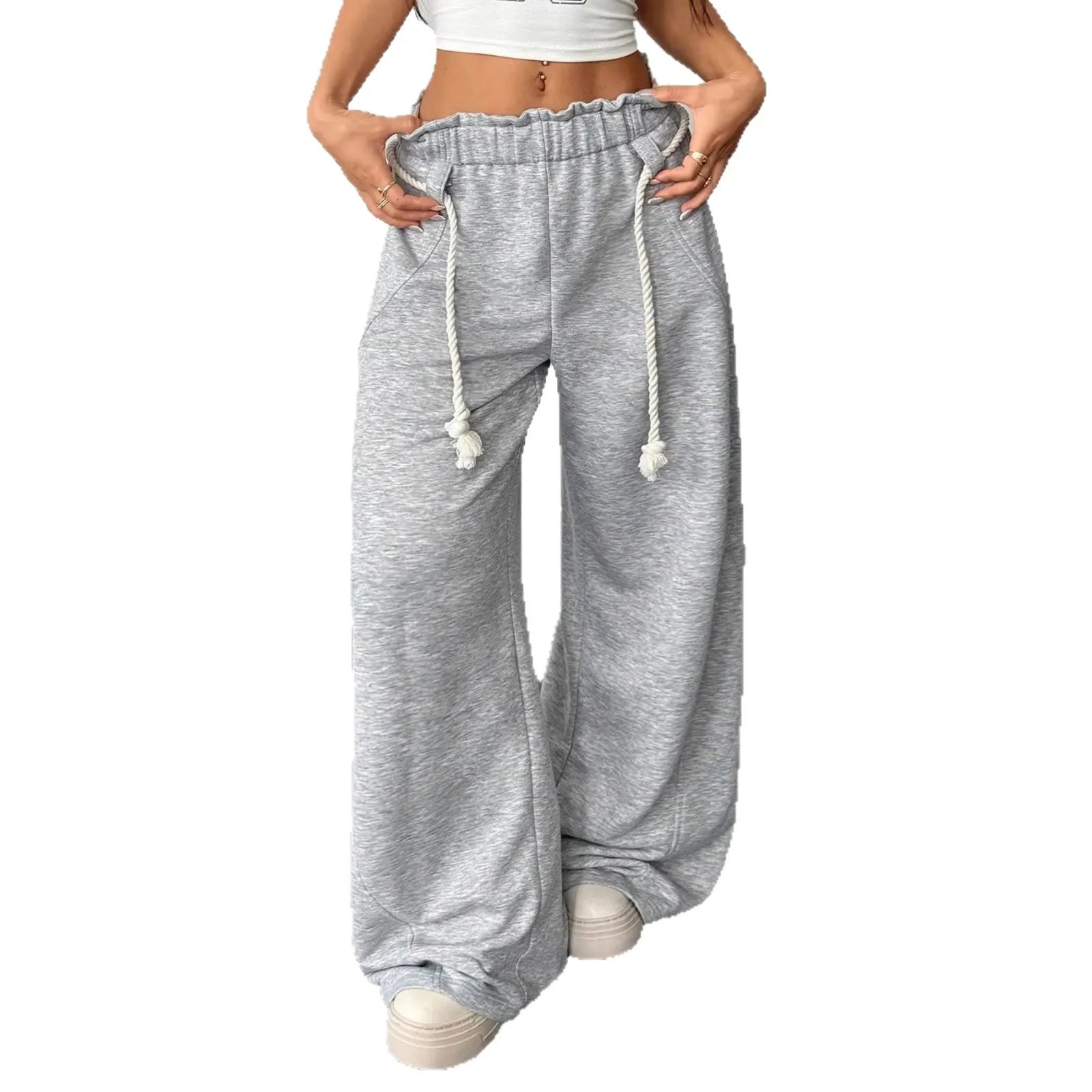 High Waist Loose Wide Leg Sweatpants Streetwear Casual Trousers