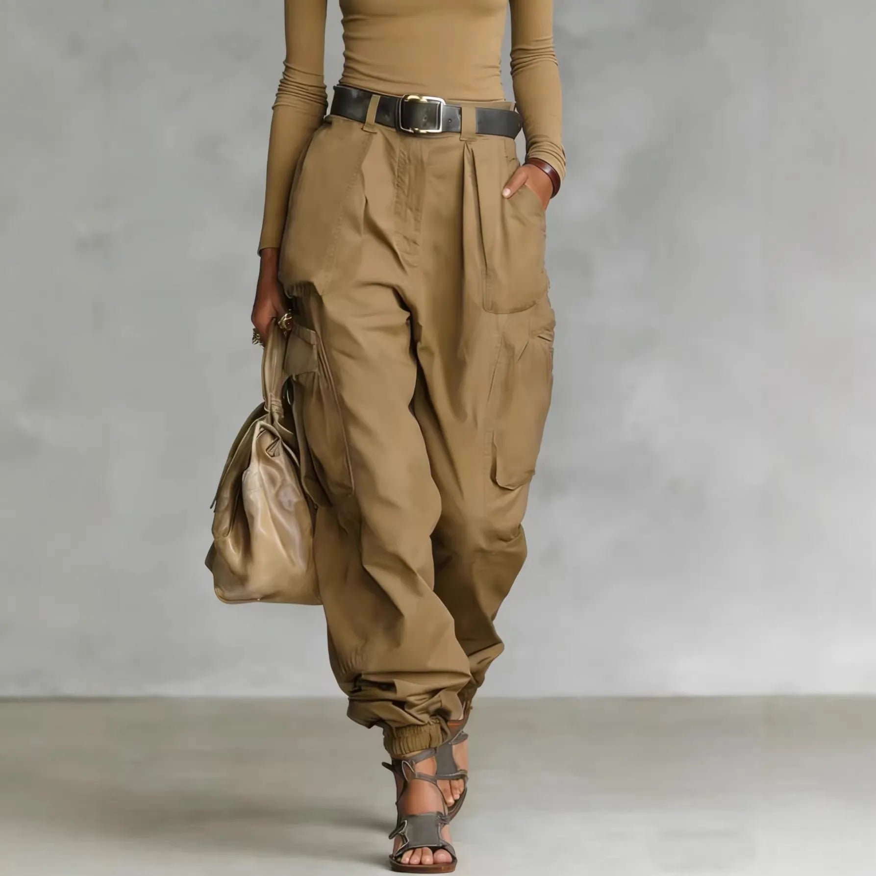 High Waist Multi Pocket Cargo Jogger Pants