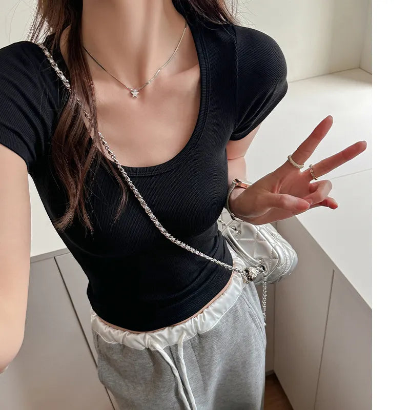 U-Neck Short Sleeve Slim Modal Basic Tee