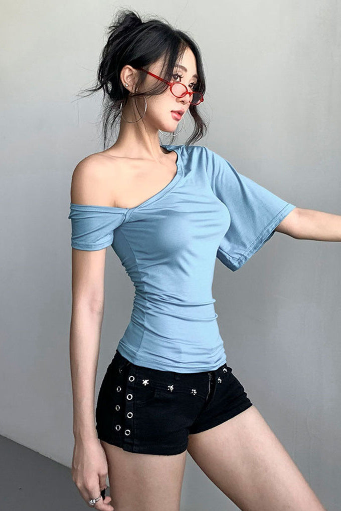 Slash Neck Off Shoulder Top Tee