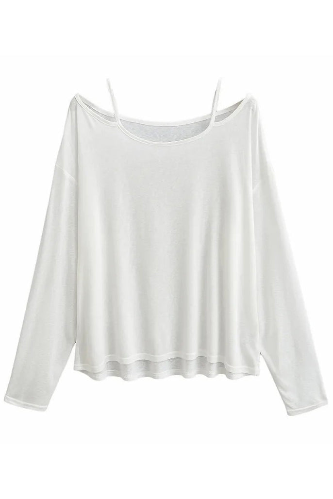 Casual Off Shoulder Long Sleeve Tunic Shirt Top Blouse