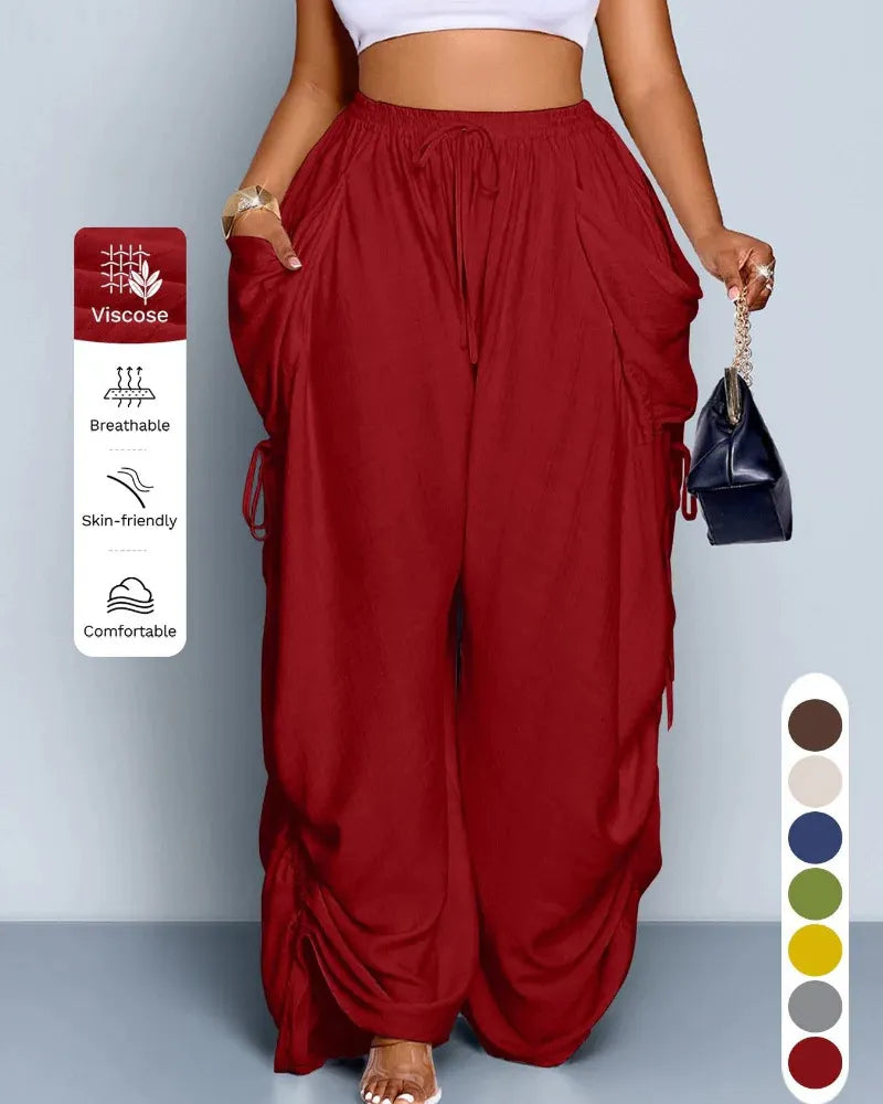 Plus Size High Waisted Wide Leg Pants