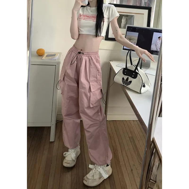 Drawstring Waist Cargo Pants