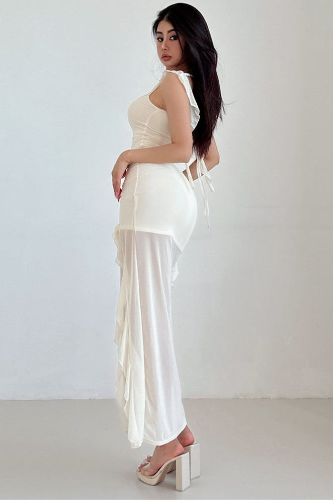Lace Gauze Strap Maxi Dress
