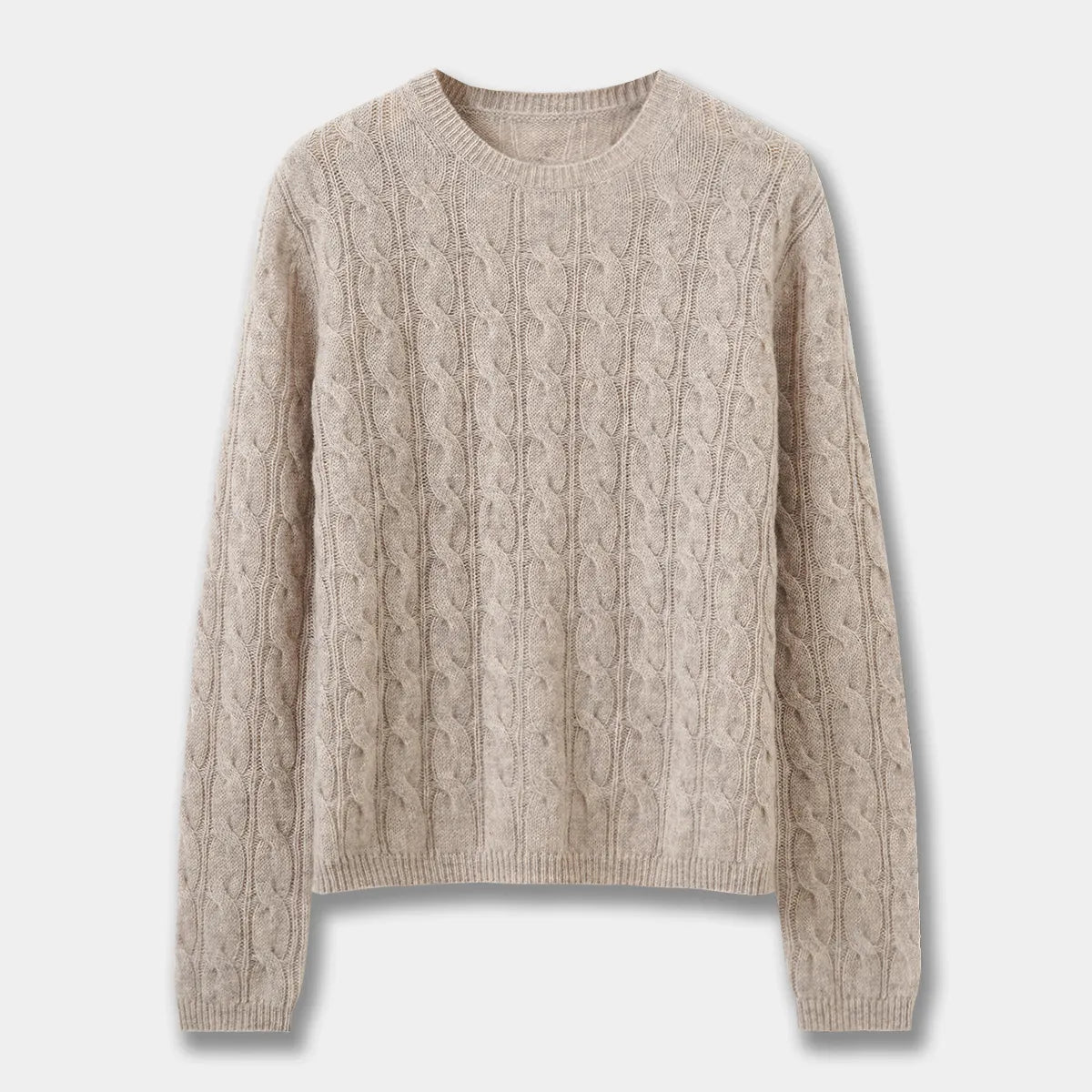 Crew Neck Cable Knit Pullover Sweater