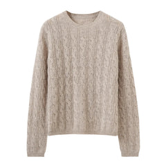 Crew Neck Cable Knit Pullover Sweater