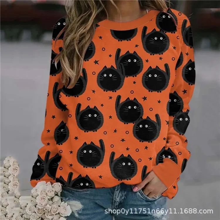 Halloween Tie‑Dye Letter Print Crew Neck Sweatshirt