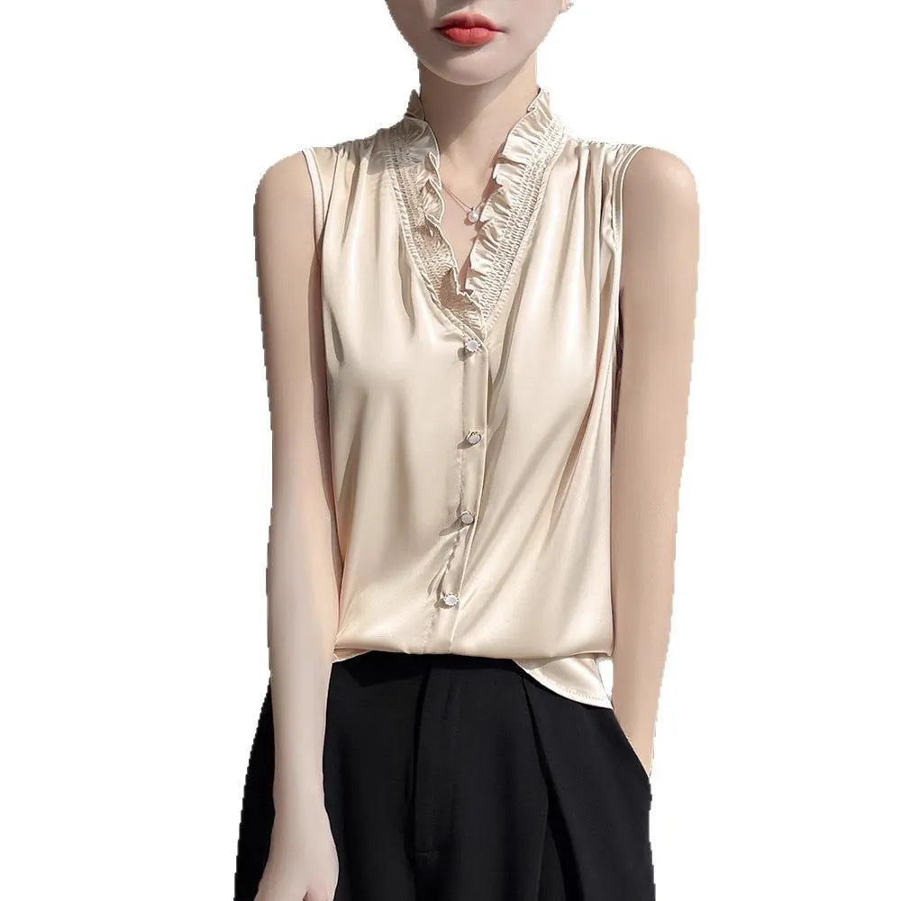 Sleeveless Satin Blouse