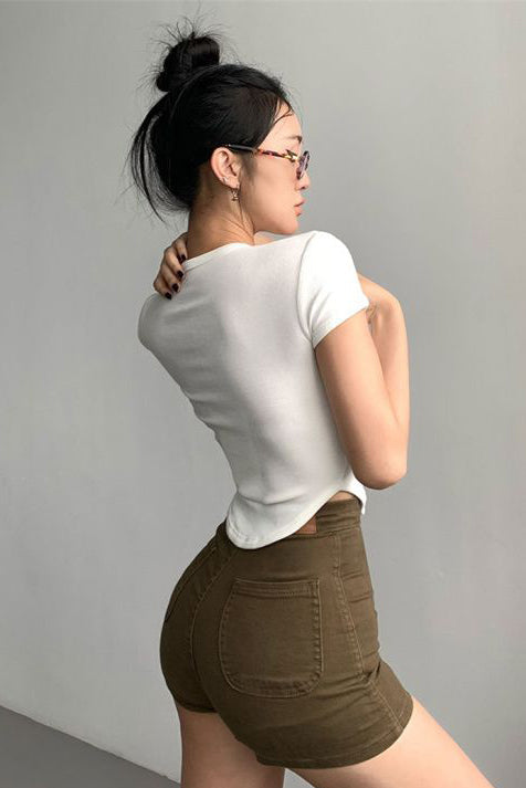 Stretch Short Sleeve Crop Top Tee