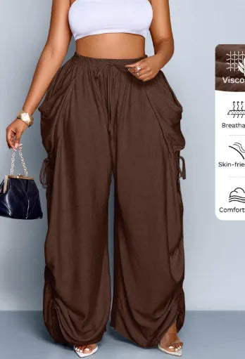 Plus Size High Waisted Wide Leg Pants