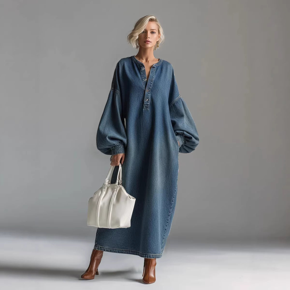 Oversized Denim Maxi Dress