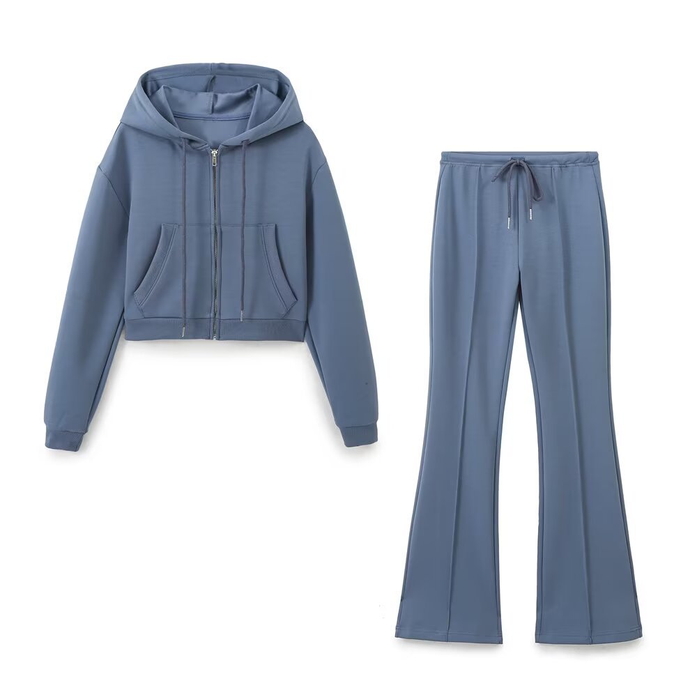 Cropped Hoodie & Flare Sweatpants Set