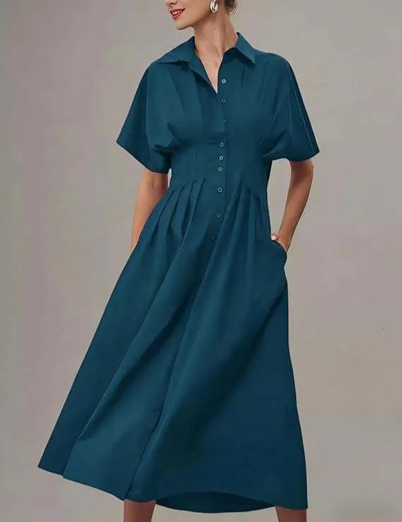 Button Front Shirt Midi Dress