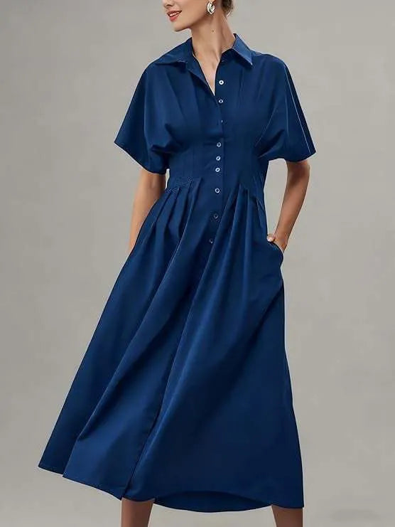 Button Front Shirt Midi Dress