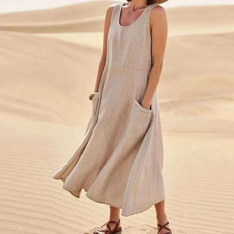 Sleeveless Loose Long Maxi Dress With Pockets
