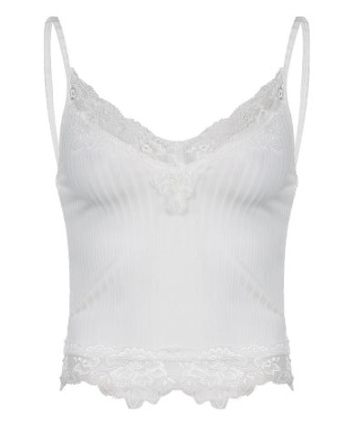 Lace Trim Ribbed Cami Top