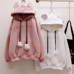 3D Mouse Ear Hand Pendant Embroidery Hoodie