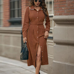 Brown Suede Shirt Dress