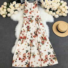 Floral Print Sleeveless Maxi Dress