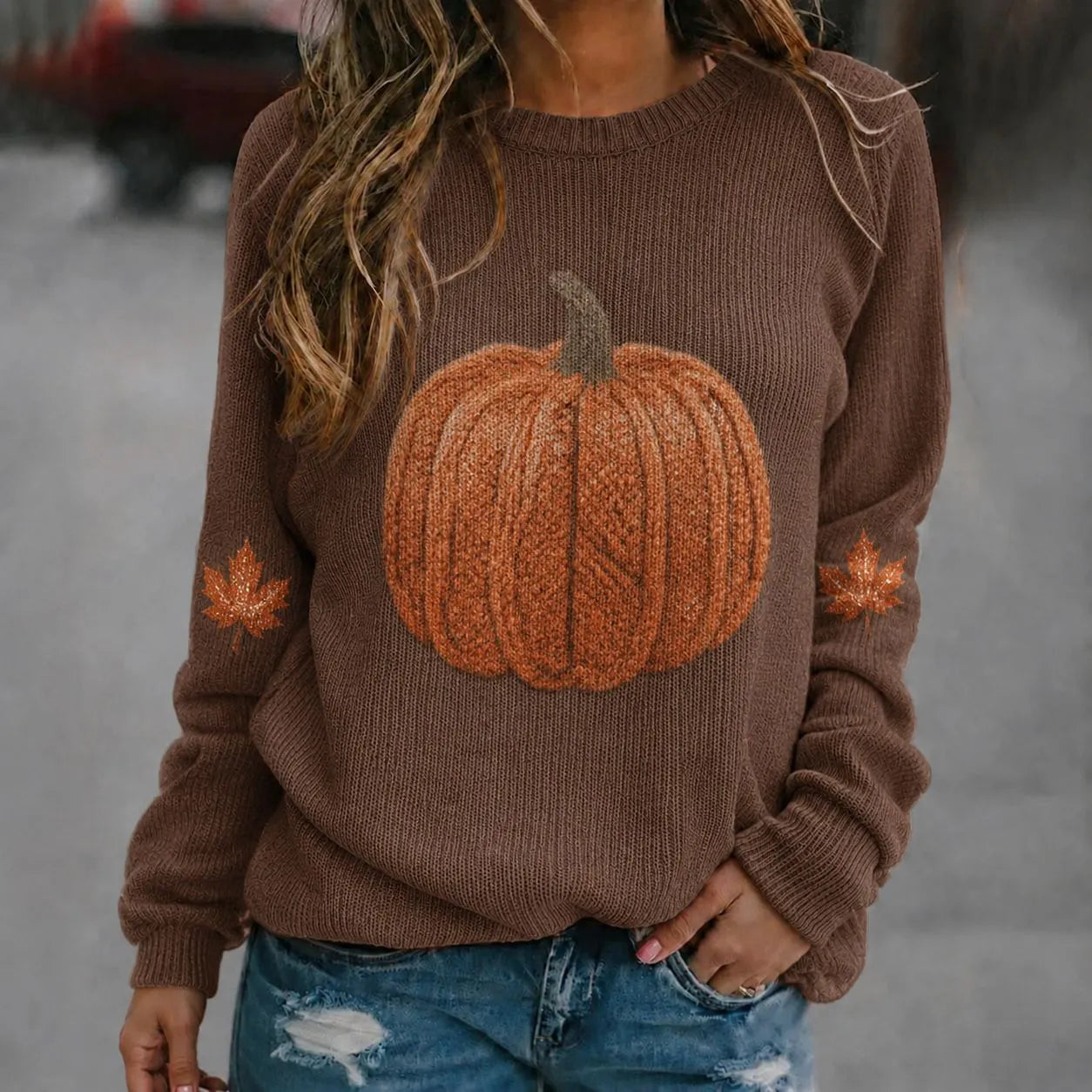 Halloween Ghost Pumpkin Crew Neck Sweater