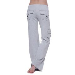Cargo Flare Pants, High Waist Wide Leg Casual Trousers