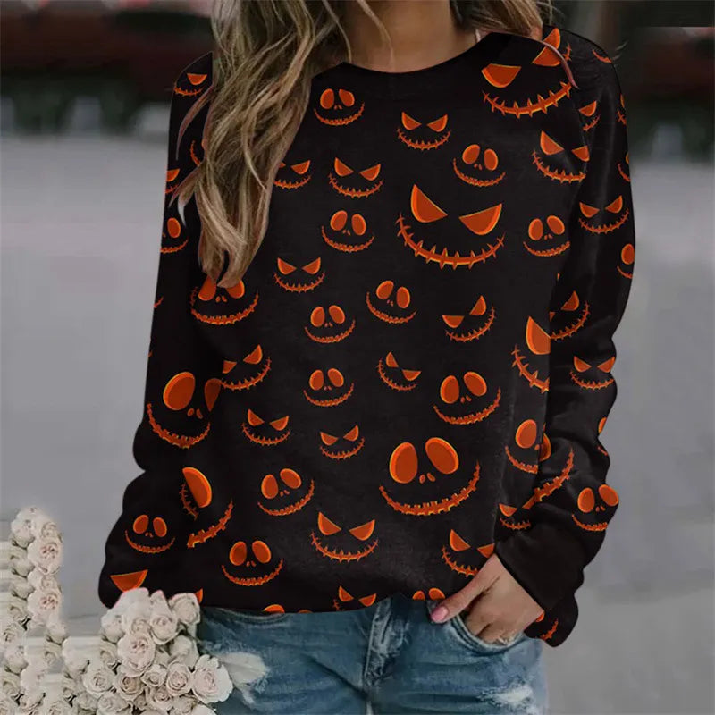 Halloween Bat Print Crew Neck Sweatshirt