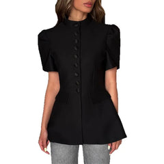 Stand Collar Peplum Top