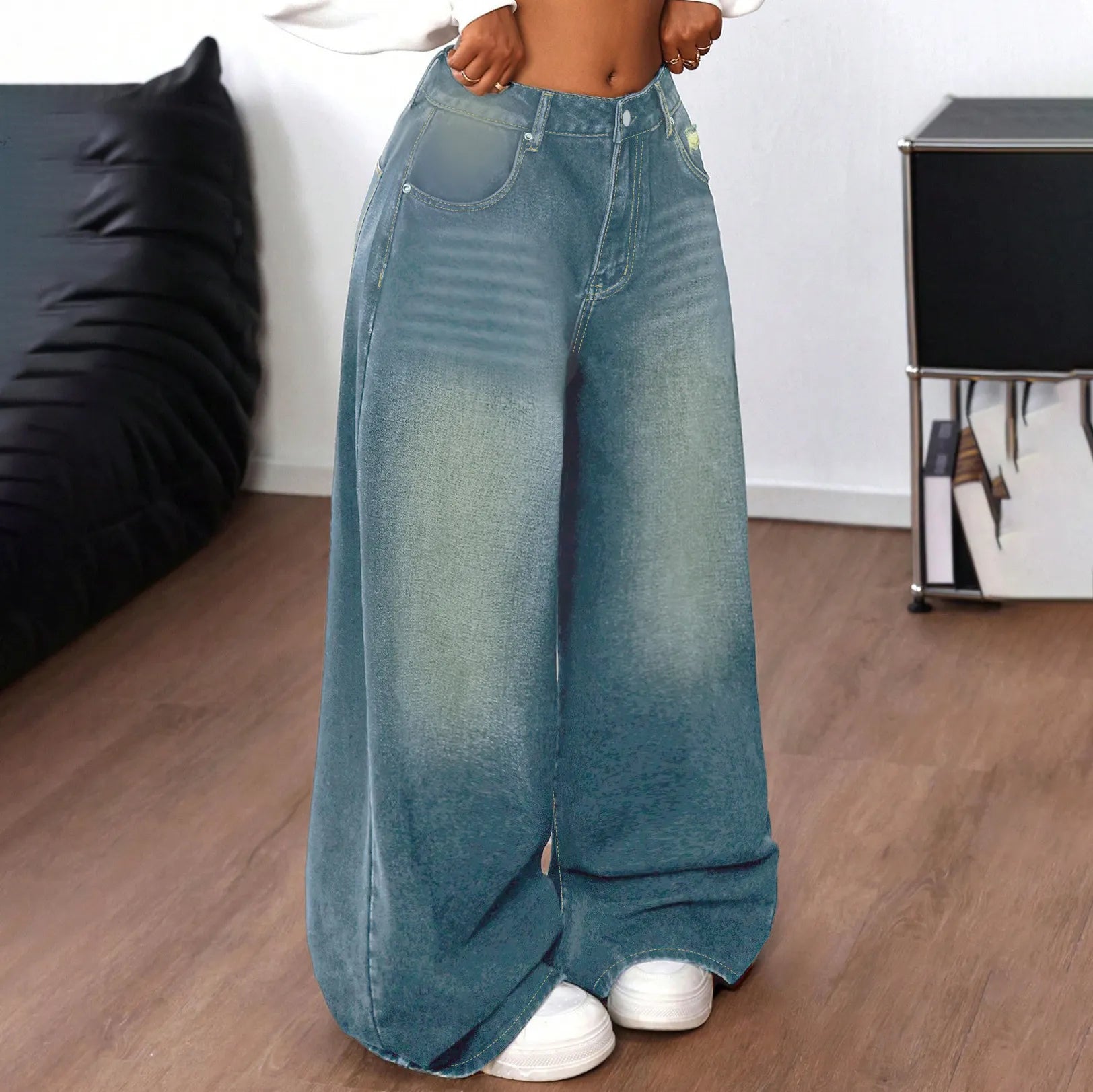 High Waisted Wide Leg Baggy Jeans