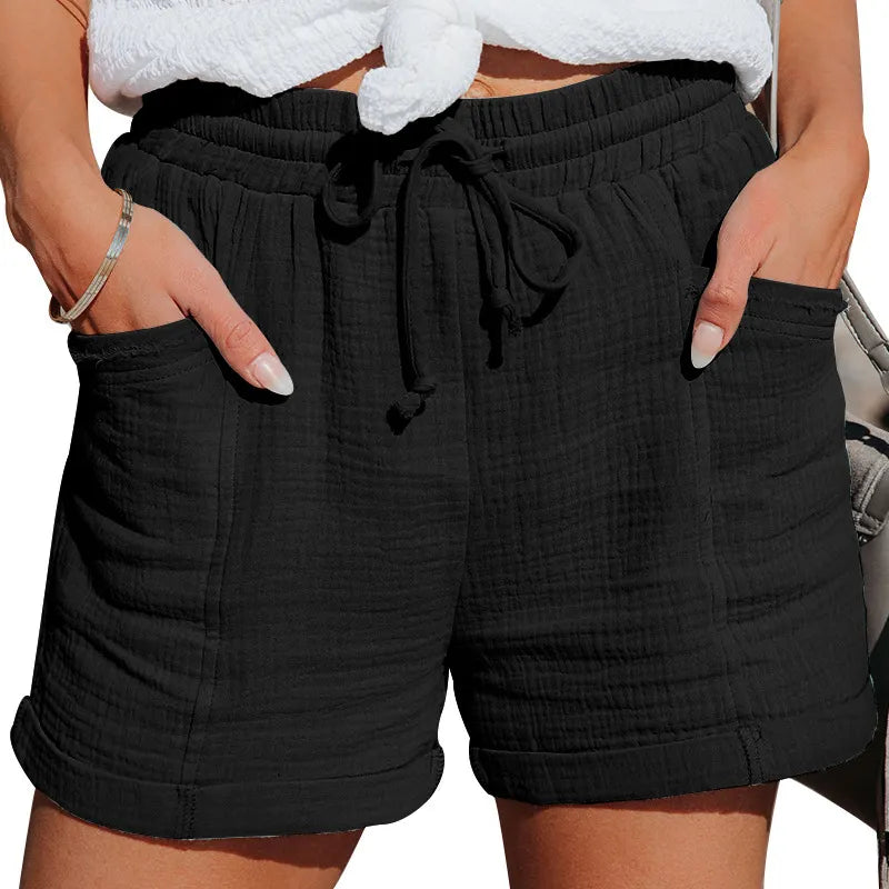 High Waist Wide Leg Casual Shorts