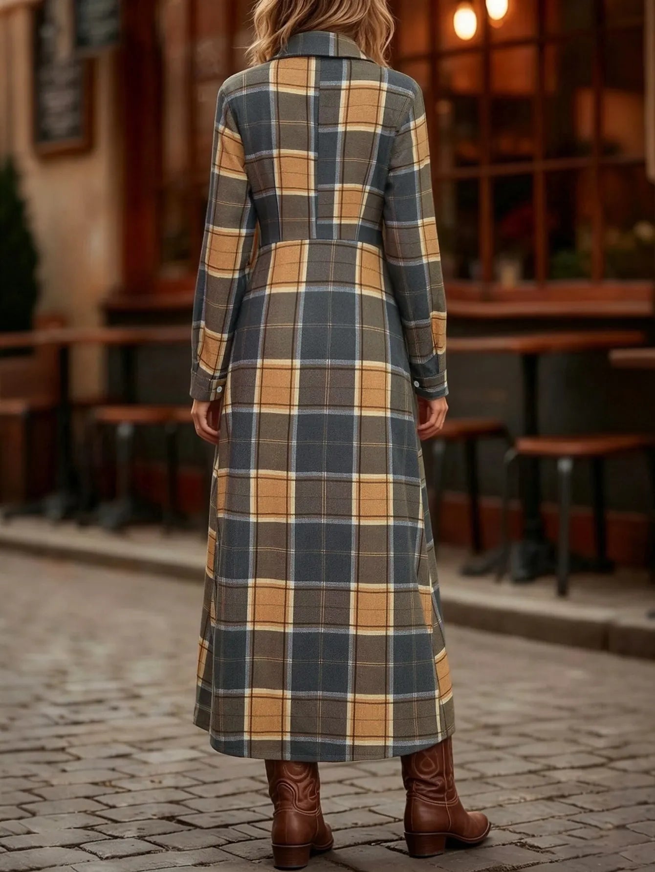 Breezaya Plaid Print Button Front Shirt Dress