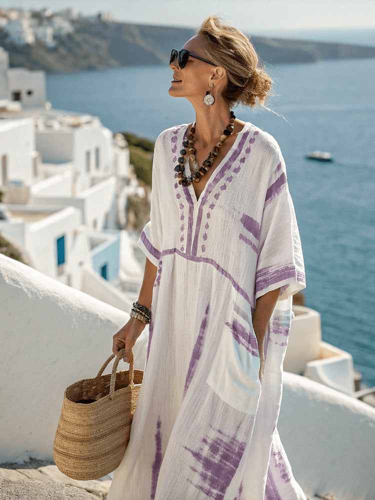 Striped Caftan Maxi Dress