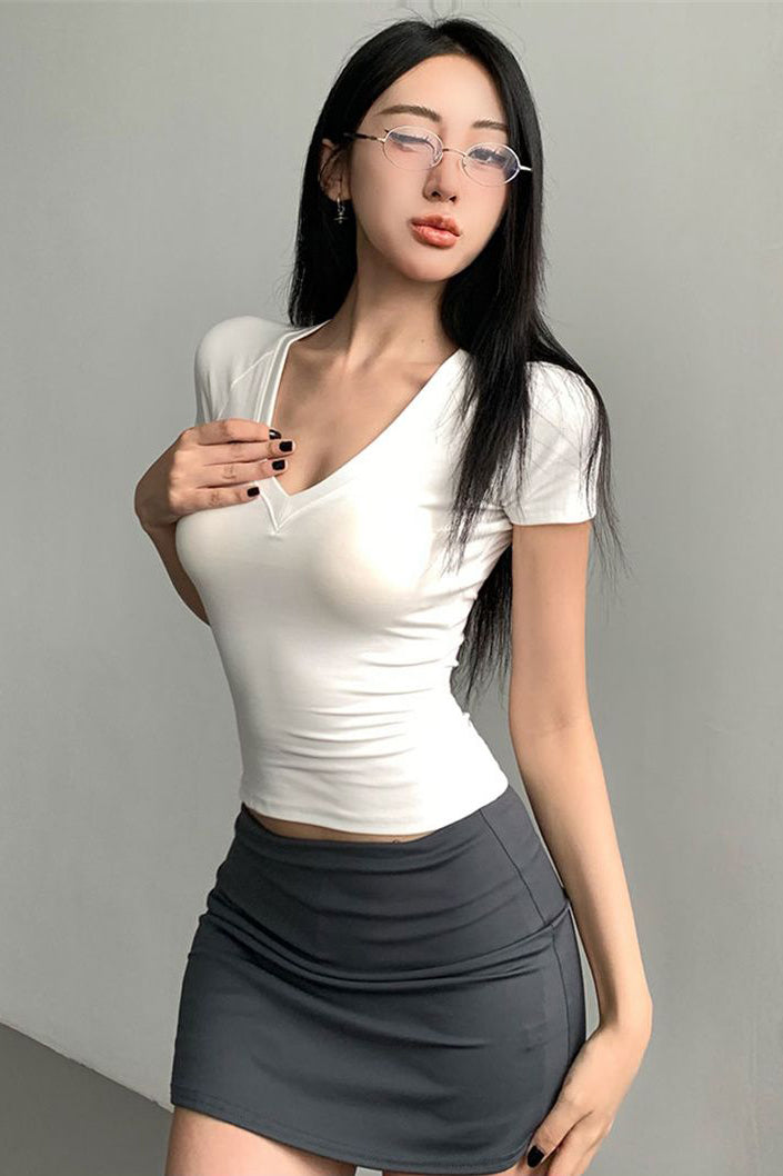 V-Neck Short Sleeve Top Tee