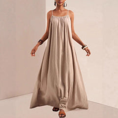 Solid Color Spaghetti Strap Loose Maxi Dress