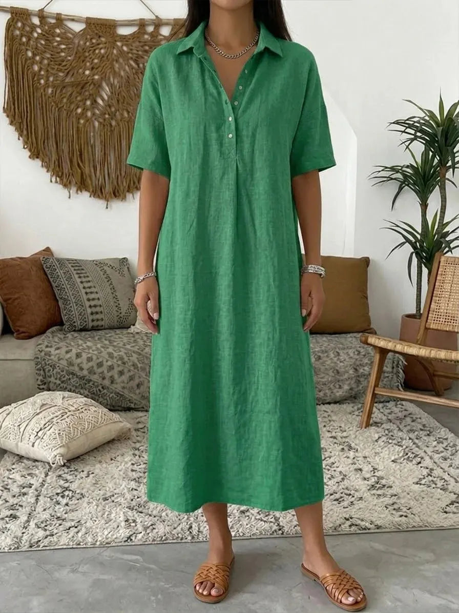 Linen Blend Shirt Dress