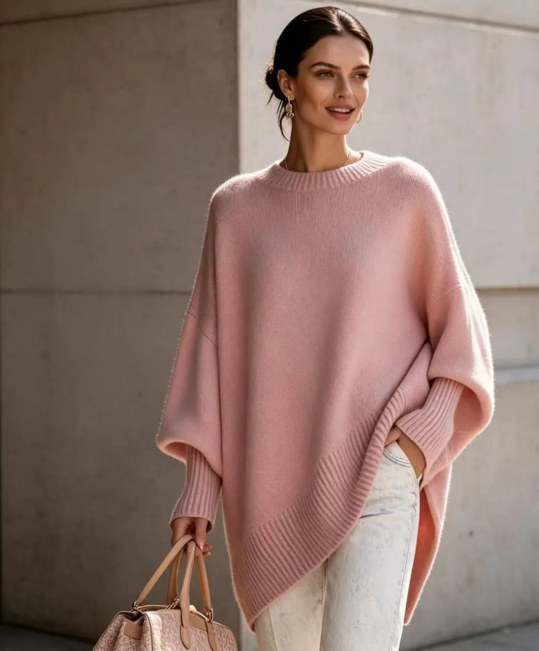Crew Neck Loose Batwing Sleeve Pullover Sweater