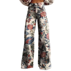 Printed Flare Work Pants