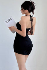 Halter Strap Ruffle Mini Dress