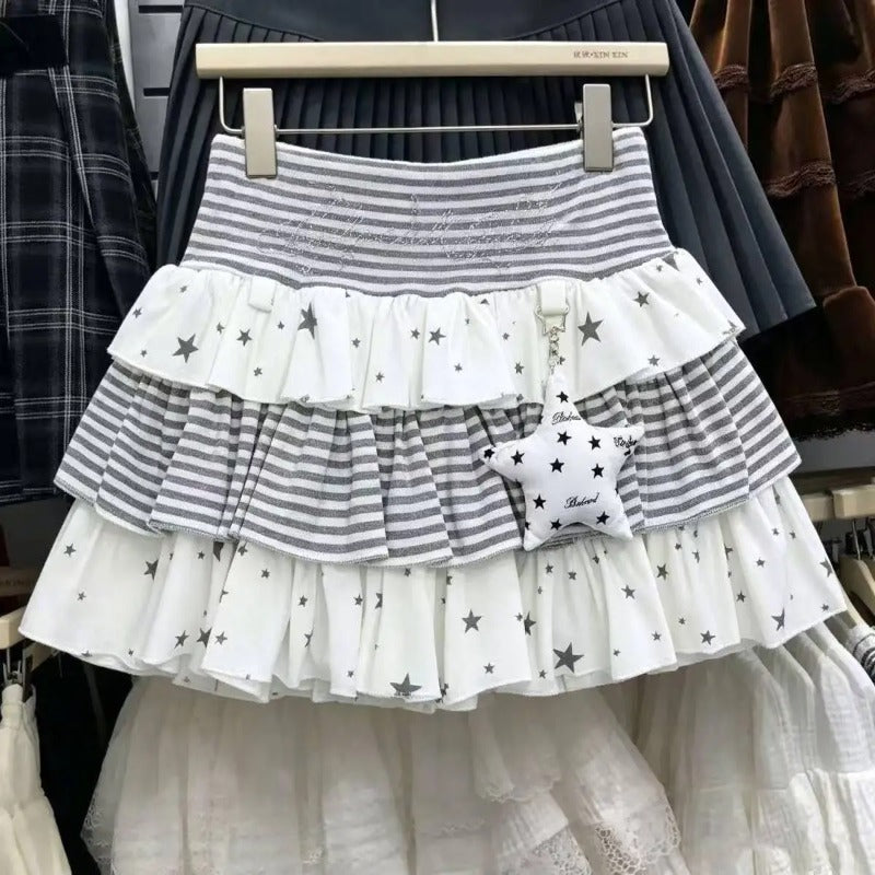 Plaid Tiered Ruffle Mini Skirt