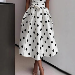 Polka Dot Sleeveless V-Neck Tutu Maxi Dress
