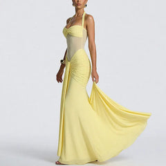 Halter Twist Front Slim Maxi Evening Formal Dress