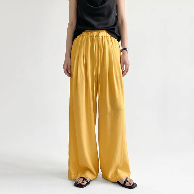 High Waist Drawstring Loose Wide Leg Casual Pants